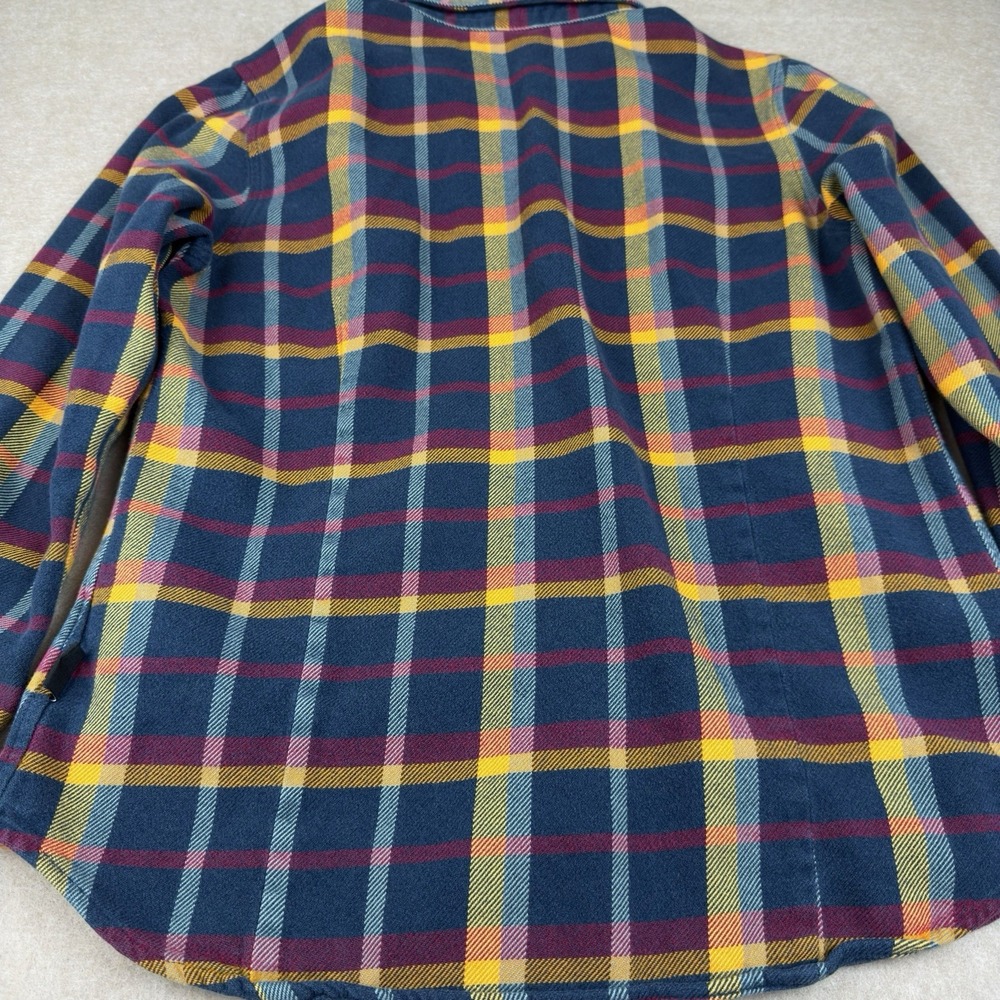 Patagonia Worn Wear S Fjord Flannel Shirt Organic Cotton Navy Gold‎ Burgundy - Picture 3 of 13